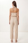 Halter Yaka Bluz Pantolon Krinkıl Takım KREM LFW0027