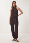 Halter Yaka Bluz Pantolon Krinkıl Takım MÜRDÜM LFW0027