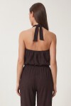 Halter Yaka Bluz Pantolon Krinkıl Takım MÜRDÜM LFW0027