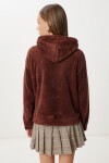 Kapüşonlu Cepli Peluş Sweatshirt KAHVERENGİ LZV0020