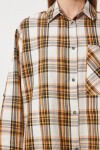 Kareli Oversize Dokuma Gömlek EKRU SARI LXR0004