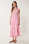 Kolsuz Basic Yazlık Örme Elbise PEMBE LCR0057