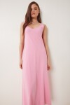 Kolsuz Basic Yazlık Örme Elbise PEMBE LCR0057