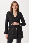 Kruvaze Vatkalı Tüvit Blazer Ceket SİYAH LXA0030