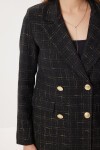 Kruvaze Vatkalı Tüvit Blazer Ceket SİYAH LXA0030