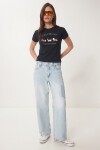 Nakış İşlemeli Pamuklu Örme T-shirt LACİVERT LCR0127