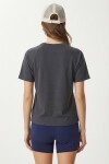 Oversize Basic Pamuklu Örme T-shirt FÜME LZE0005