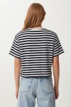 Oversize Çizgili Pamuklu Örme T-shirt SİYAH BEYAZ LZE0001