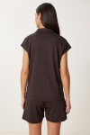 Polo Yaka Basic Örme Şort Takım KAHVERENGİ LUS0159