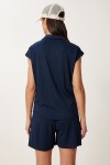 Polo Yaka Basic Örme Şort Takım LACİVERT LUS0159