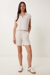 Polo Yaka Basic Örme Şort Takım TAŞ LUS0159