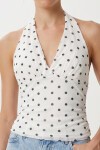 Puantiye Desenli Crop Tül Bluz EKRU LFW0023