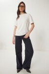 Taş Detaylı Örme T-shirt EKRU LZV0059