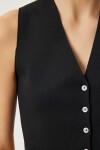V Yaka Yazlık Crop Triko Yelek SİYAH LYY0005