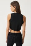 V Yaka Yazlık Crop Triko Yelek SİYAH LYY0005