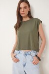 2’li Paket Basic Viskon T-shirt EKRU HAKİ LRN0043