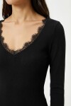 2’li Paket Dantelli Örme Bluz SİYAH KEMİK LDZ0081