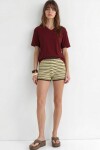 2’li Paket V Yaka Oversize Örme T-shirt LACİVERT BORDO LZV0085