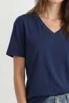 2’li Paket V Yaka Oversize Örme T-shirt LACİVERT BORDO LZV0085