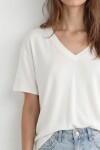 2’li Paket V Yaka Oversize Örme T-shirt SİYAH EKRU LZV0085