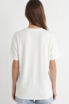 2’li Paket V Yaka Oversize Örme T-shirt SİYAH EKRU LZV0085