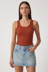 3lü Fitilli Kalın Askılı Örme Atlet LACİVERT KİREMİT KAHVERENGİ LRN0060