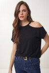 3lü Paket Cut Out Detaylı Viskon Bluz SİYAH HAKİ KOYU MAVİ LRN0068