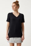 3’lü Paket V Yaka Basic Viskon T-shirt SİYAH PEMBE KAHVERENGİ LRN0069