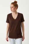 3’lü Paket V Yaka Basic Viskon T-shirt SİYAH PEMBE KAHVERENGİ LRN0069