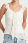 Asimetrik Dantelli Transparan Bluz BEYAZ LFW0029