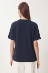 Basic Pamuklu Örme T-shirt LACİVERT LUS0094