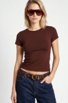 Basic Sandy Örme T-shirt KAHVERENGİ LZV0075