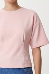 Bele Oturan Pamuklu Örme Bluz ŞEKER PEMBE LUB0356