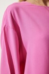 Bisiklet Yaka Dökümlü Viskon Bluz PEMBE LRC0006
