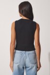 Bisiklet Yaka Pamuklu Örme Bluz SİYAH LGT0013