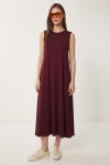 Cepli Yazlık Örme Elbise BORDO LRN0032