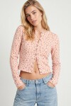Çiçek Desenli Düğmeli Mevsimlik Bluz PEMBE LUB0358