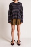 Çizgili Oversize Örme Sweatshirt LACİVERT BORDO LUB0395
