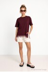 Dantel Detaylı Oversize Örme T-shirt MÜRDÜM LUB0377