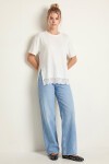 Dantelli Oversize Mevsimlik Triko Bluz BEYAZ LYY0146