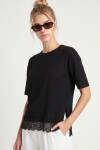 Dantelli Oversize Mevsimlik Triko Bluz SİYAH LYY0146