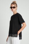 Dantelli Oversize Mevsimlik Triko Bluz SİYAH LYY0146