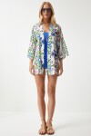 Desenli Viskon Kimono YEŞİL MAVİ LEN0004