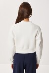 Fermuarlı Şardonlu Örme Sweatshirt EKRU LAN0085