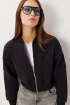 Fermuarlı Şardonlu Örme Sweatshirt SİYAH LAN0085