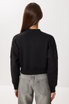 Fermuarlı Şardonlu Örme Sweatshirt SİYAH LAN0085