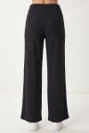 Geniş Paça Fitilli Modal Pantolon SİYAH LUB0348