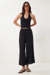 Geniş Paça Yazlık Viskon Pantolon SİYAH LRN0035