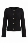 Gold Düğmeli Dokuma Ceket-Pantolon Takım SİYAH LAZ0014
