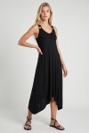 Kalın Askılı Asimetrik Viskon Elbise SİYAH LRN0048